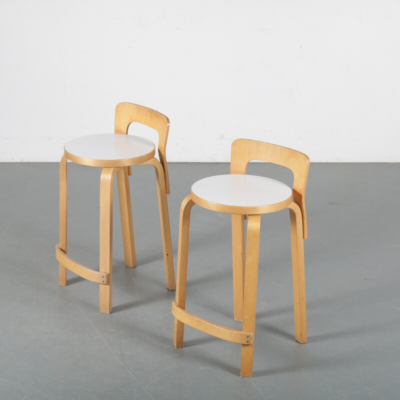 Vintage K65 Bar stools by Alvar Aalto for Artek, Finland 1960s