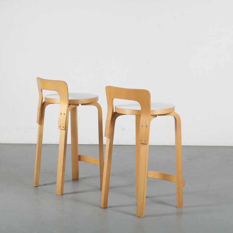 Vintage K65 Bar stools by Alvar Aalto for Artek, Finland 1960s