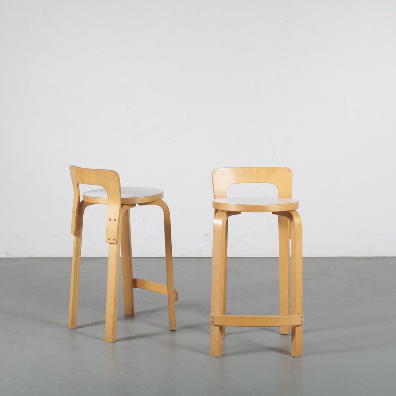 Vintage K65 Bar stools by Alvar Aalto for Artek, Finland 1960s