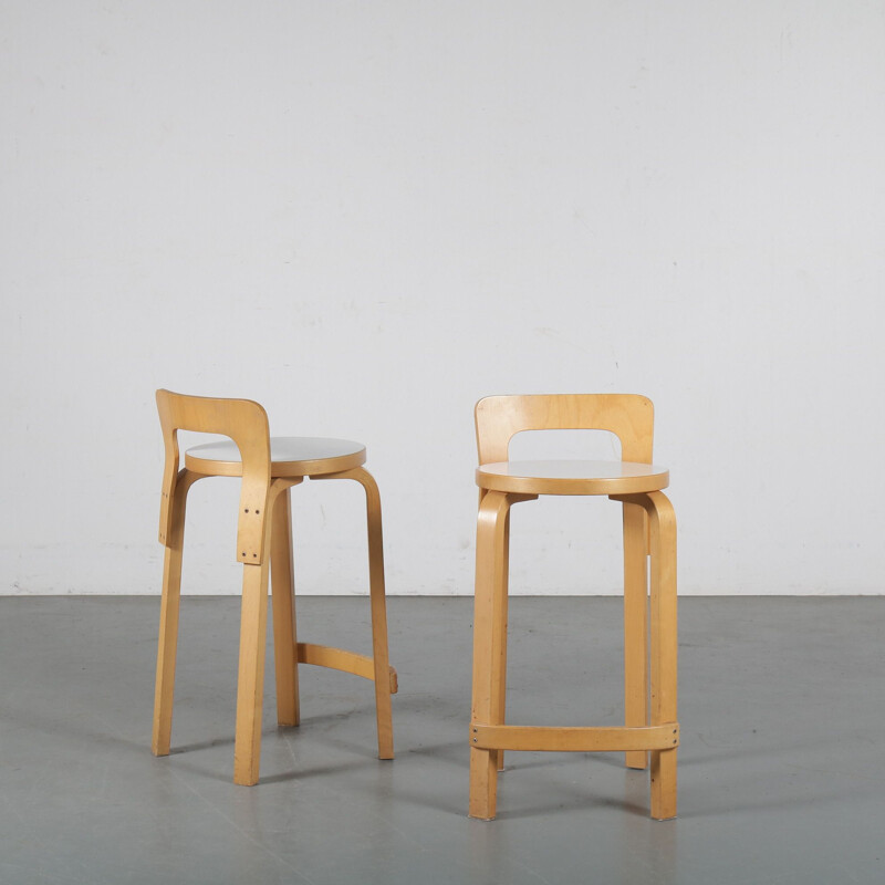 Vintage K65 Bar stools by Alvar Aalto for Artek, Finland 1960s