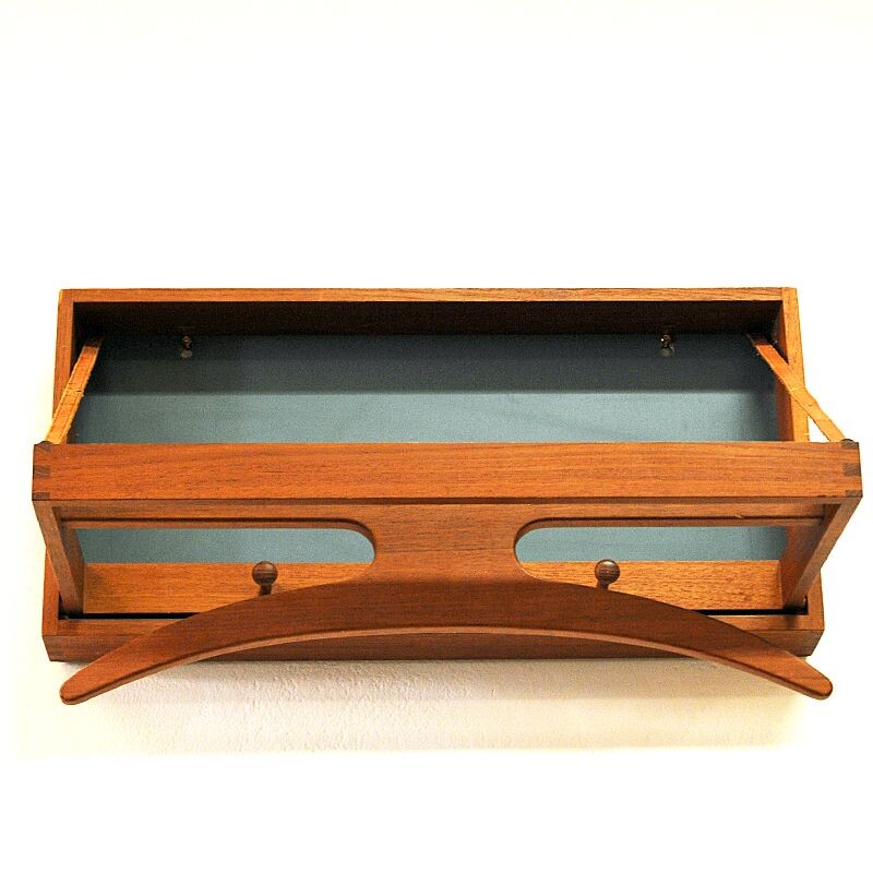 Vintage Wall mounted Teak Valet by Hoff and Ostergaard Danish 1950s