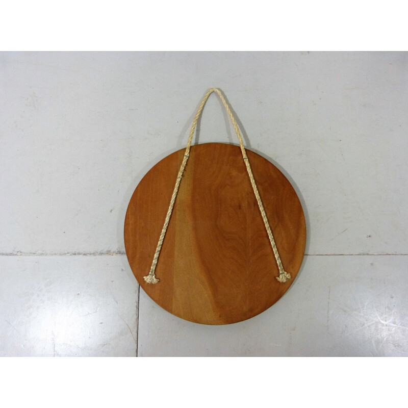 Vintage Teak mirror with rope wall fastening