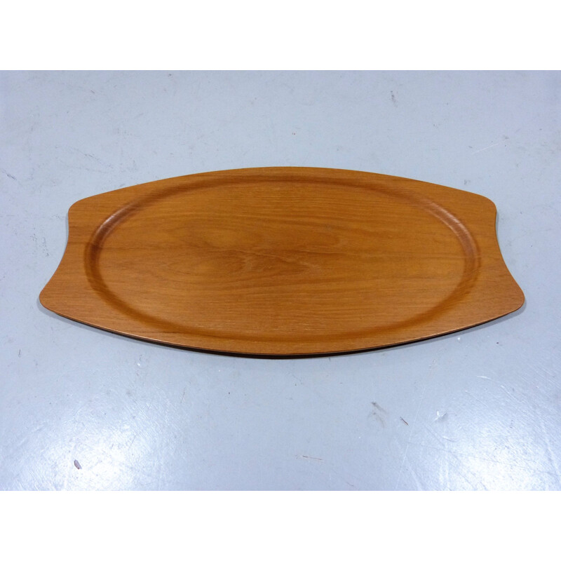 Vintage Light coloured teak wooden serving tray by Silva, Denmark 1960s