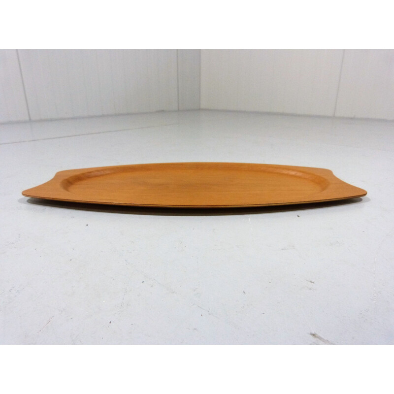 Vintage Light coloured teak wooden serving tray by Silva, Denmark 1960s