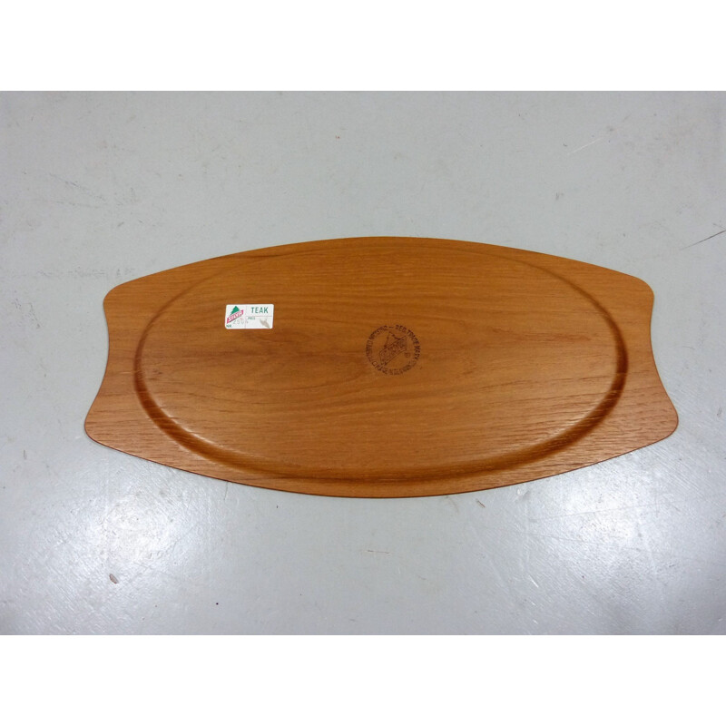 Vintage Light coloured teak wooden serving tray by Silva, Denmark 1960s