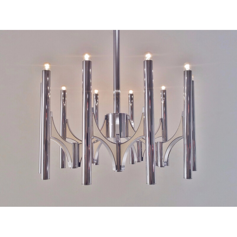 Italian Sciolari chandelier in metal, Gaetano SCIOLARI - 1970s