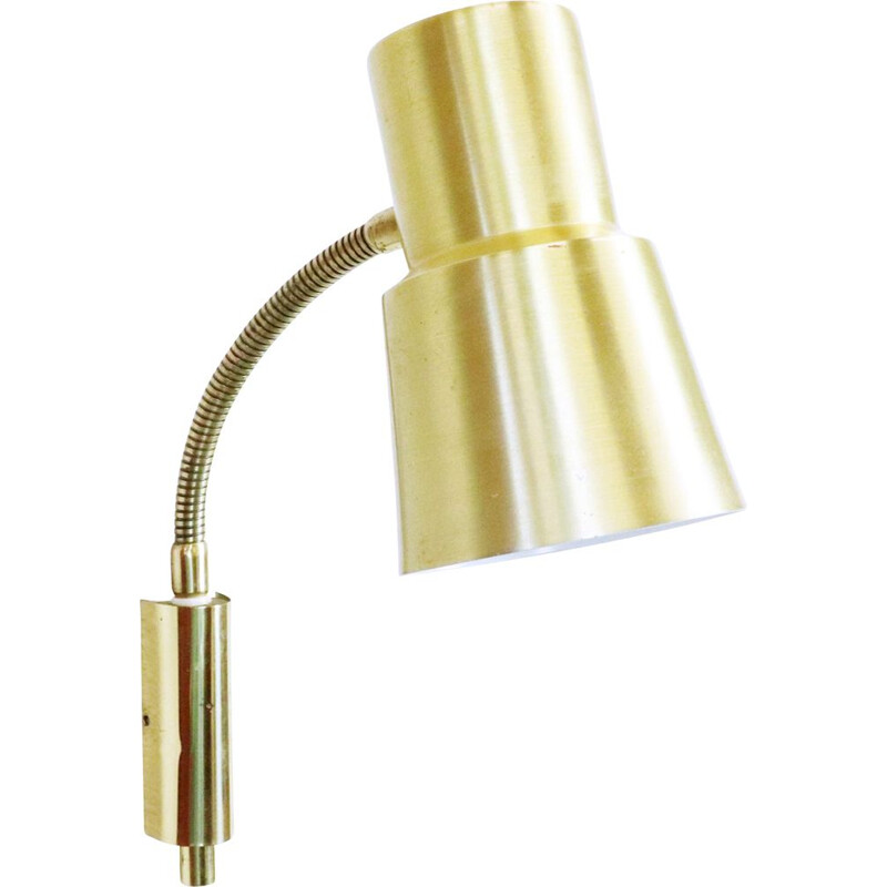 Vintage gilded metal wall lamp, Sweden 1960