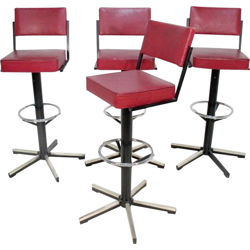 Set of 4 vintage bar stools, Sweden, 1970