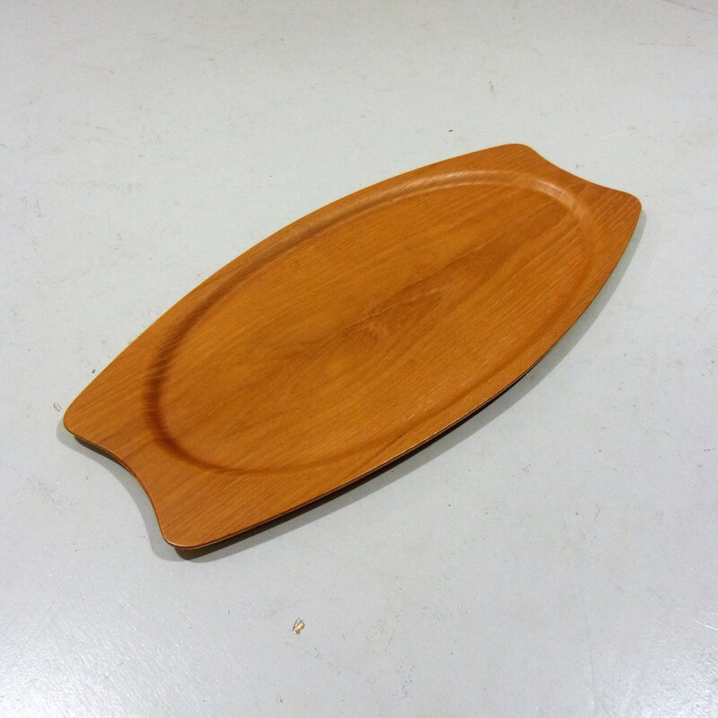 Vintage Light coloured teak wooden serving tray by Silva, Denmark 1960s