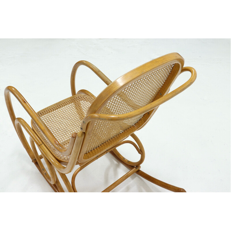 Chaise à bascule vintage en bois courbé de Ligna Czechoslowakia 1960