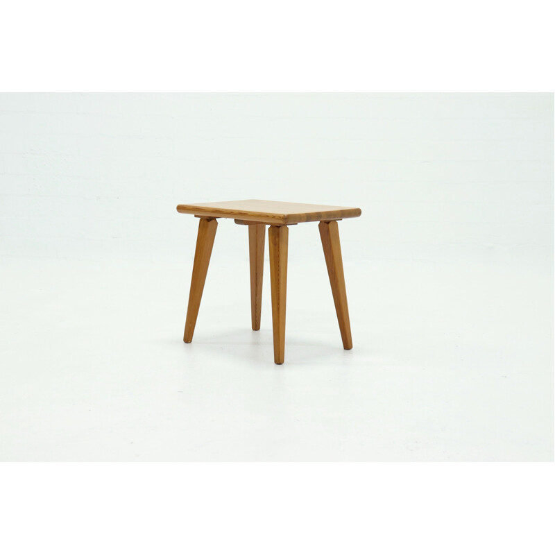 Vintage Solid Pine Stool by Svensk Carl Malmsten Sweden 1940s