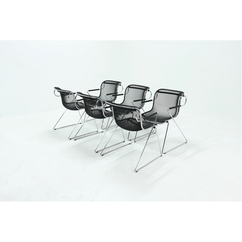 Set van 6 vintage Penelope stoelen van Charles Pollock voor Castelli 1980