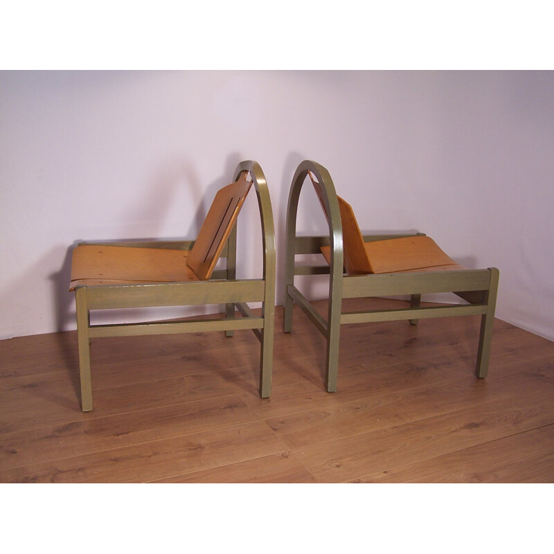 Baumann low chair in wood - 1980s