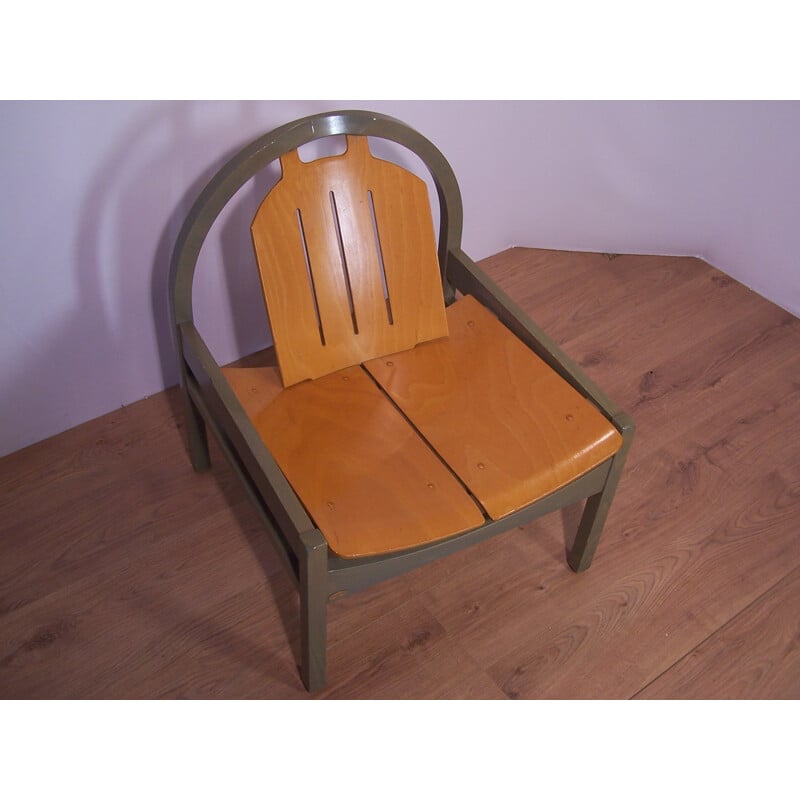 Baumann low chair in wood - 1980s
