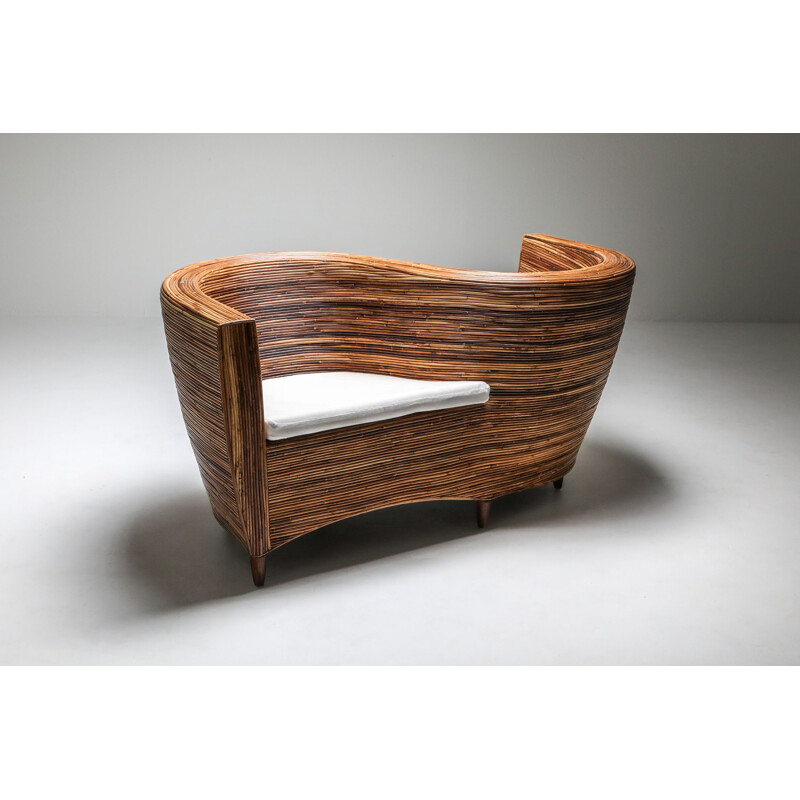 Two-seat bench in tropicalist style by Vivai del Sud, Italy 1980's