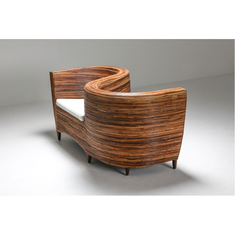 Two-seat bench in tropicalist style by Vivai del Sud, Italy 1980's