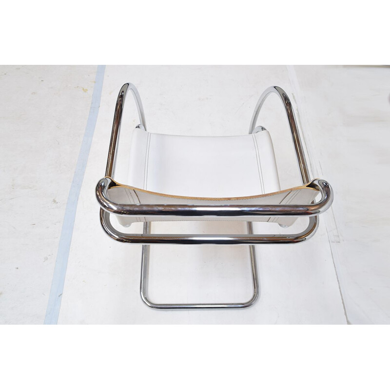 Set of 4 vintage Leather Bauhaus Cantilever chairs Attributed to MR 20 Mies van der Rohe, Fasem 1970s