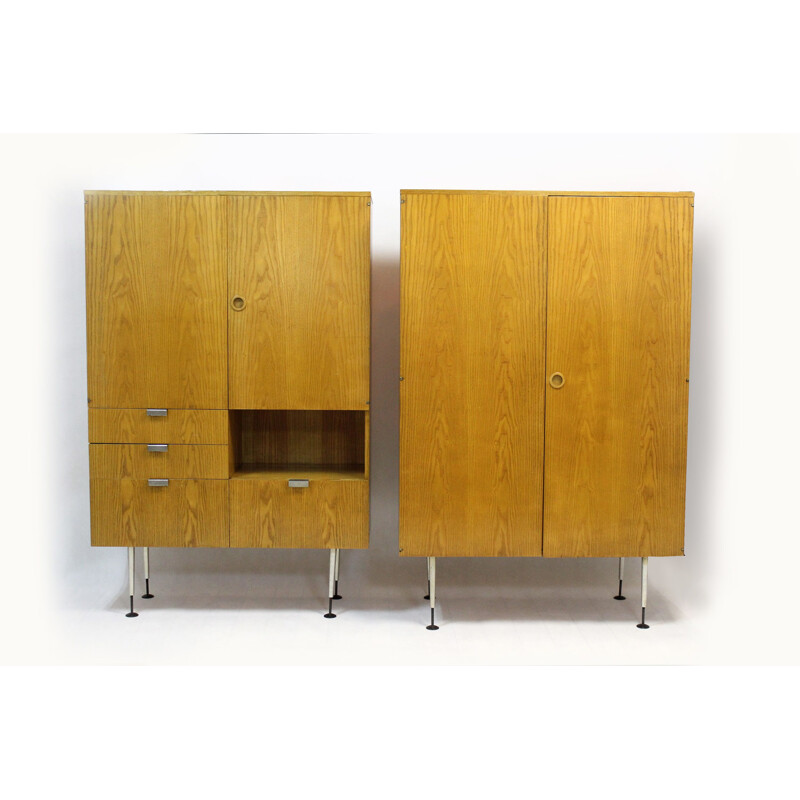 Pair of Mid-Century Ash Wardrobes from Jitona, 1965