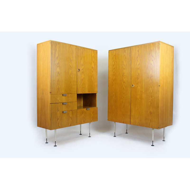 Pair of Mid-Century Ash Wardrobes from Jitona, 1965