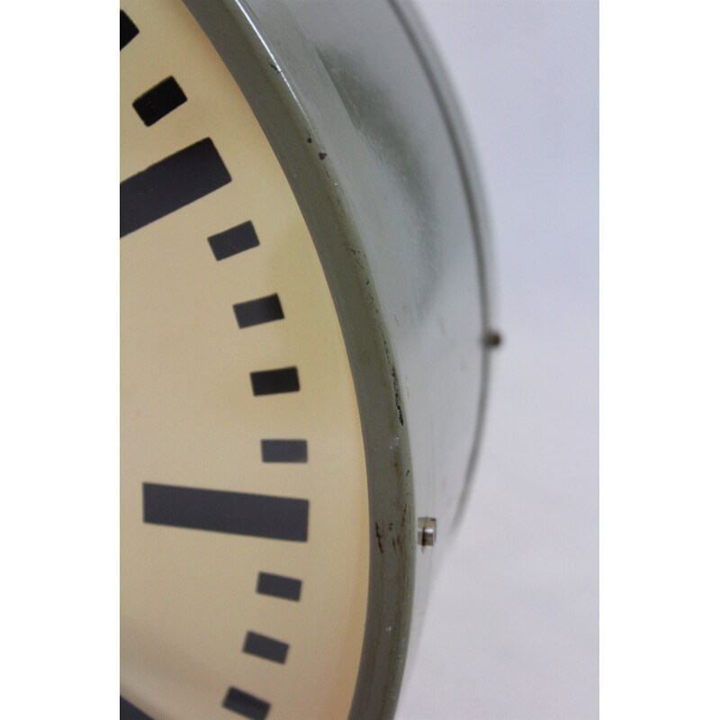 Vintage Large Double Sided Railway Clock from Pragotron, 1970s