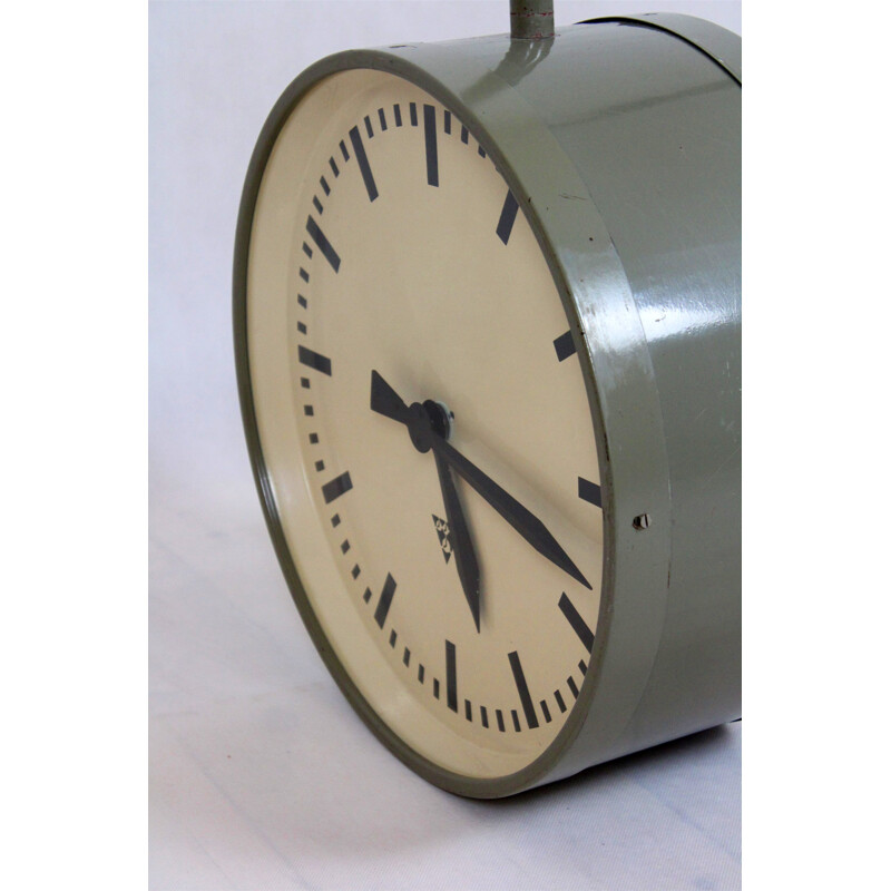 Vintage Large Double Sided Railway Clock from Pragotron, 1970s
