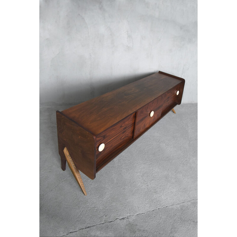 Mid-Century Long Sideboard, Rosewood Scandinavian 1960s