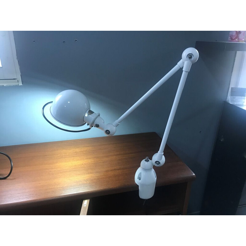 Vintage desk lamp Jieldé 2 arms white vice Jean Louis Domecq