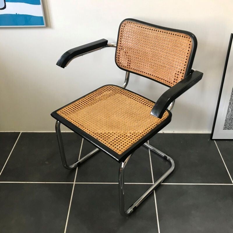 fauteuils vintage avec accoudoirs siège fauteuil Cesca B64 Marcel Breuer vintage 1970