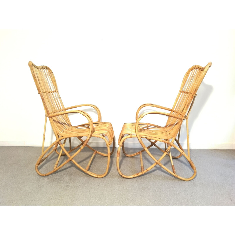 Pair of vintage rattan armchairs Rohé Noordwolde