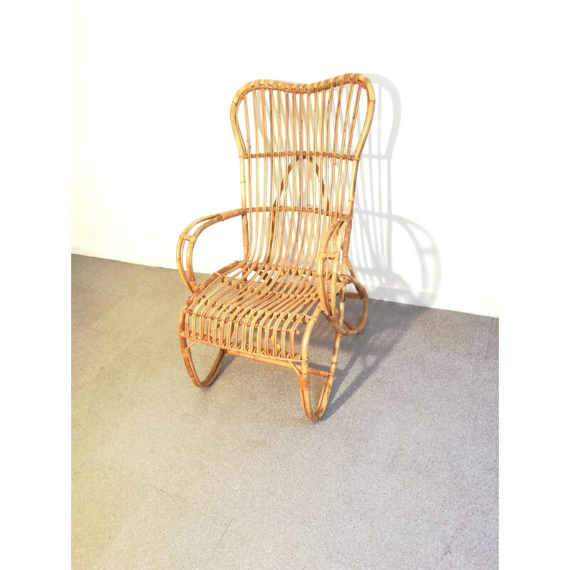 Paire de fauteuils vintage en rotin Rohé Noordwolde