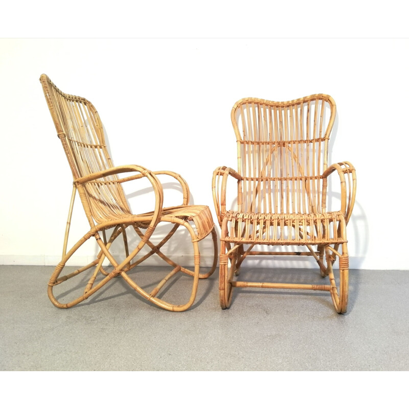 Pair of vintage rattan armchairs Rohé Noordwolde