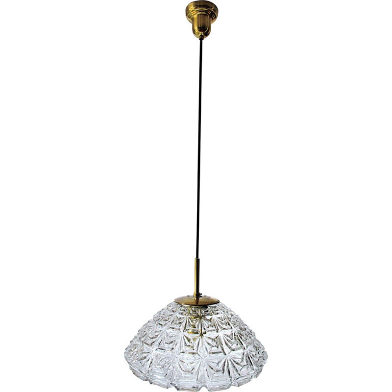 Vintage glass and brass pendant Limburg 1960