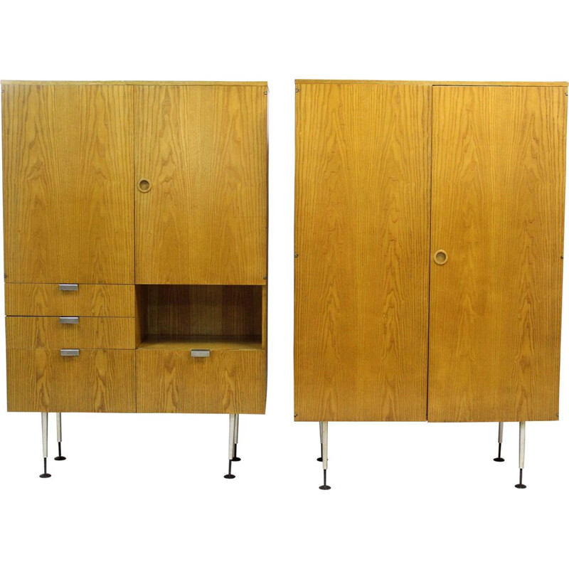 Pair of Mid-Century Ash Wardrobes from Jitona, 1965