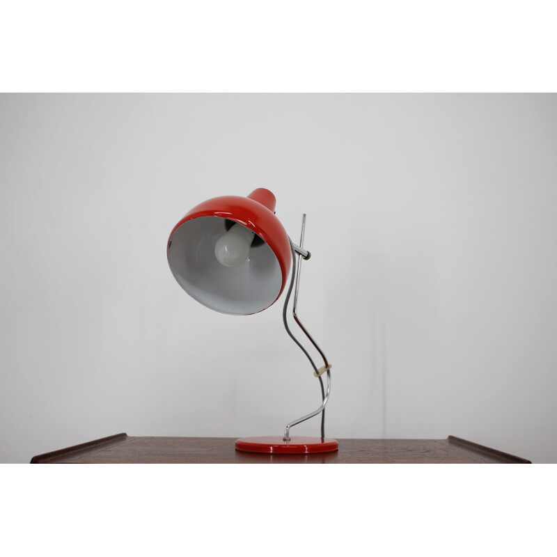 Vintage Table Lamp for Lidokov, by Josef Hurka Red Czechoslovakia 1970s 