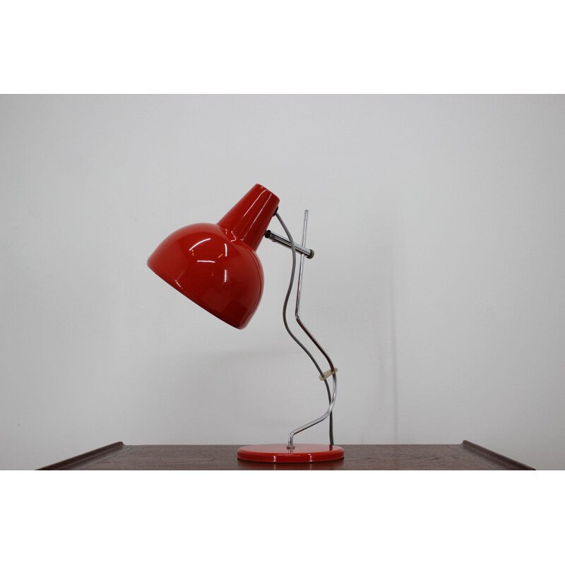 Vintage Table Lamp for Lidokov, by Josef Hurka Red Czechoslovakia 1970s 