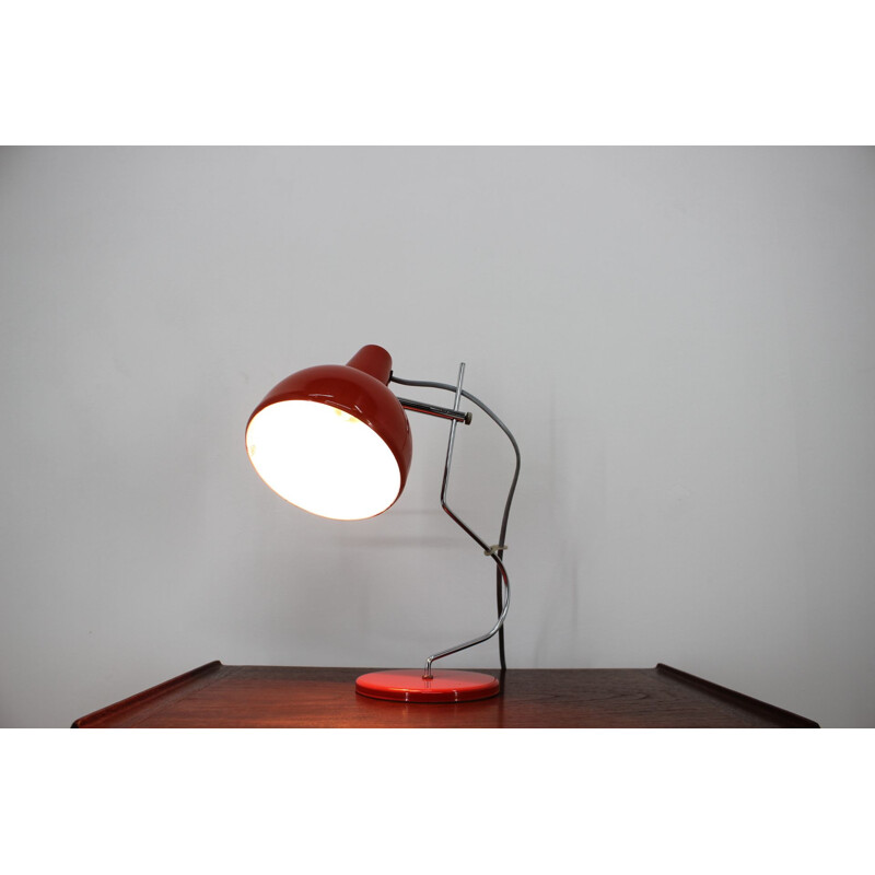 Vintage Table Lamp for Lidokov, by Josef Hurka Red Czechoslovakia 1970s 