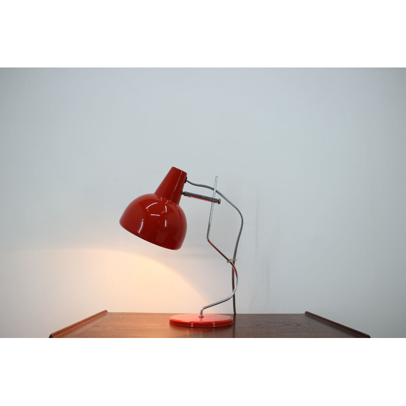 Vintage Table Lamp for Lidokov, by Josef Hurka Red Czechoslovakia 1970s 