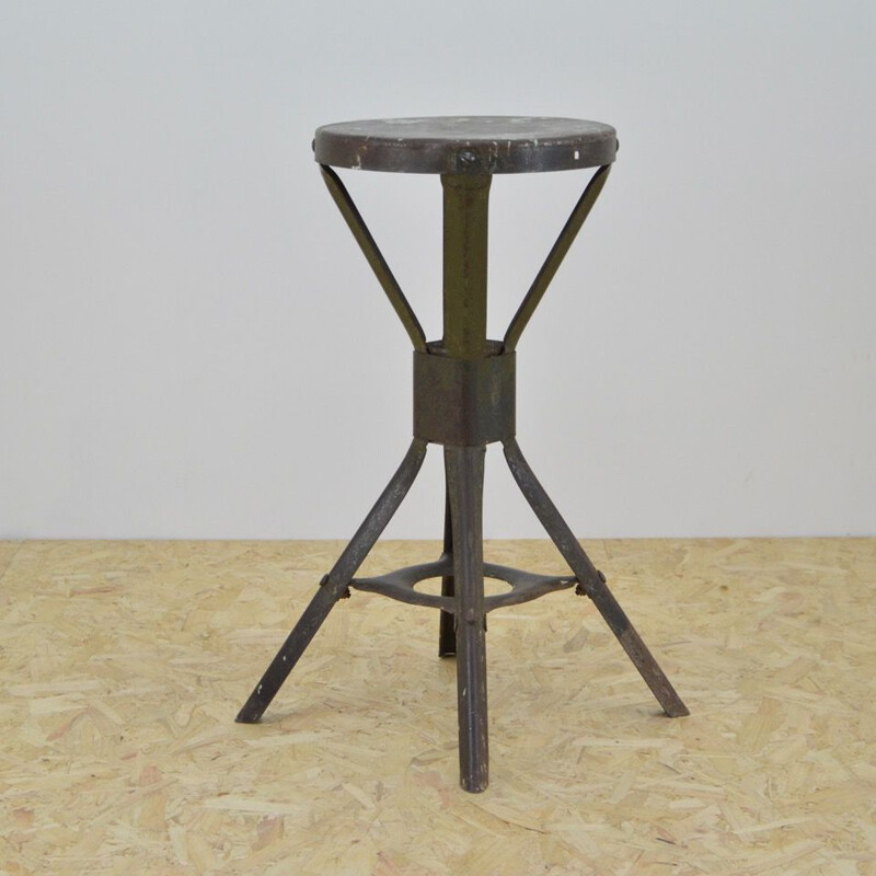 Vintage Industrial Stool by Evertaut Lancashire England 1950s