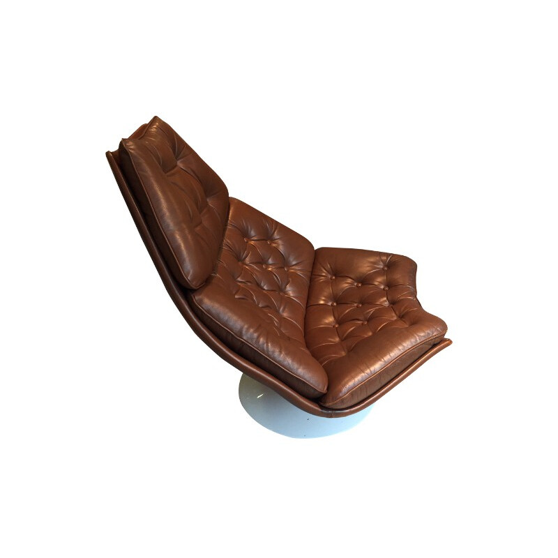 "F590" armchair in brown leather, Geoffrey HARCOURT - 1970s