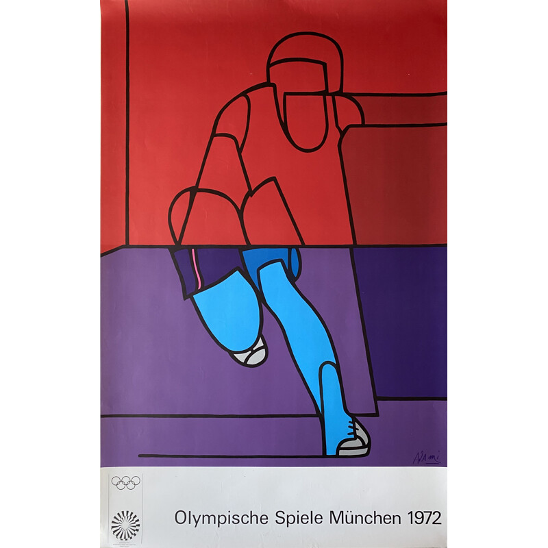Grande affiche vintage Valerio Adami Olympische Spiele München - 1972