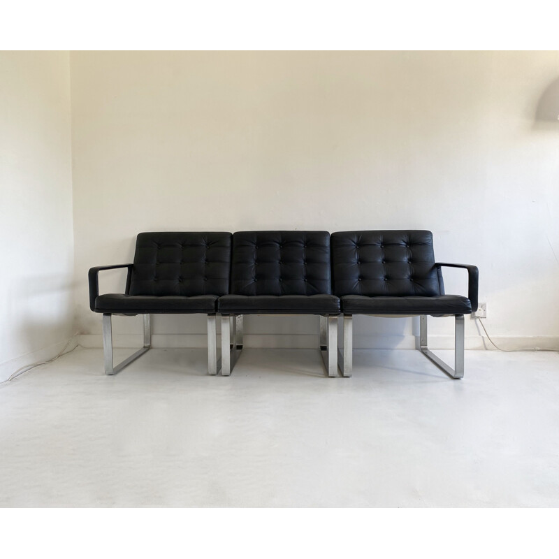 Modulares Vintage-Sofa aus schwarzem Leder von Gjerløv-Knudsen und Lind, Cado, Dänemark, 1960