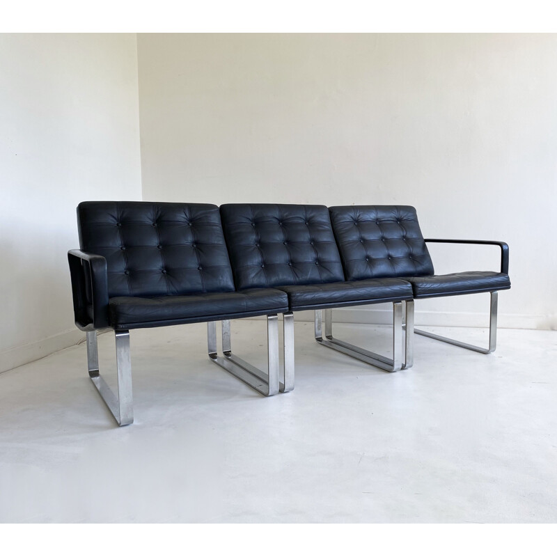 Mid Century Black Leather Modular Sofa by Gjerløv-Knudsen and Lind, Cado, Denmark, 1960