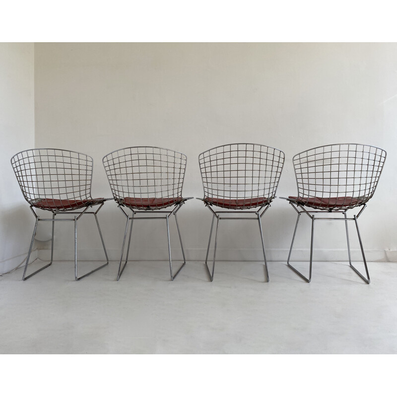 Set of 4 vintage Early Bertoia Chairs from Knoll, 1962