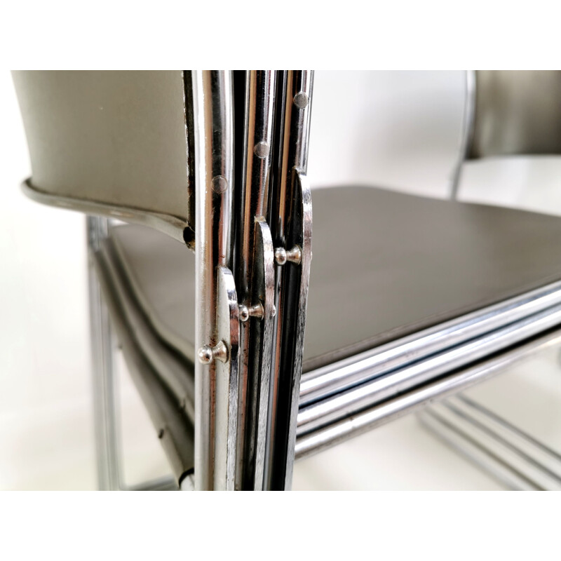 Set of 6 vintage metal industrial chairs 404 for Howe David Rowland Denmark 1960