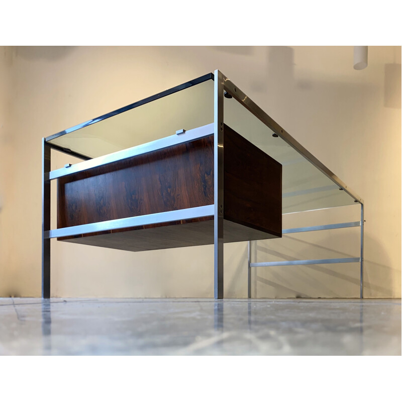 Vintage rosewood veneer desk by Preben Fabricius and Jørgen Kastholm, 1984