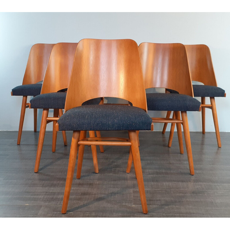 Set 6 Vintage Chairs Model 514 design Radomir Hofman, Czech 1963