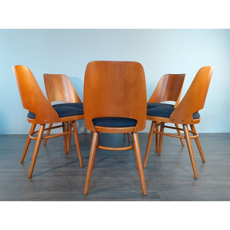 Set 6 Vintage Chairs Model 514 design Radomir Hofman, Czech 1963