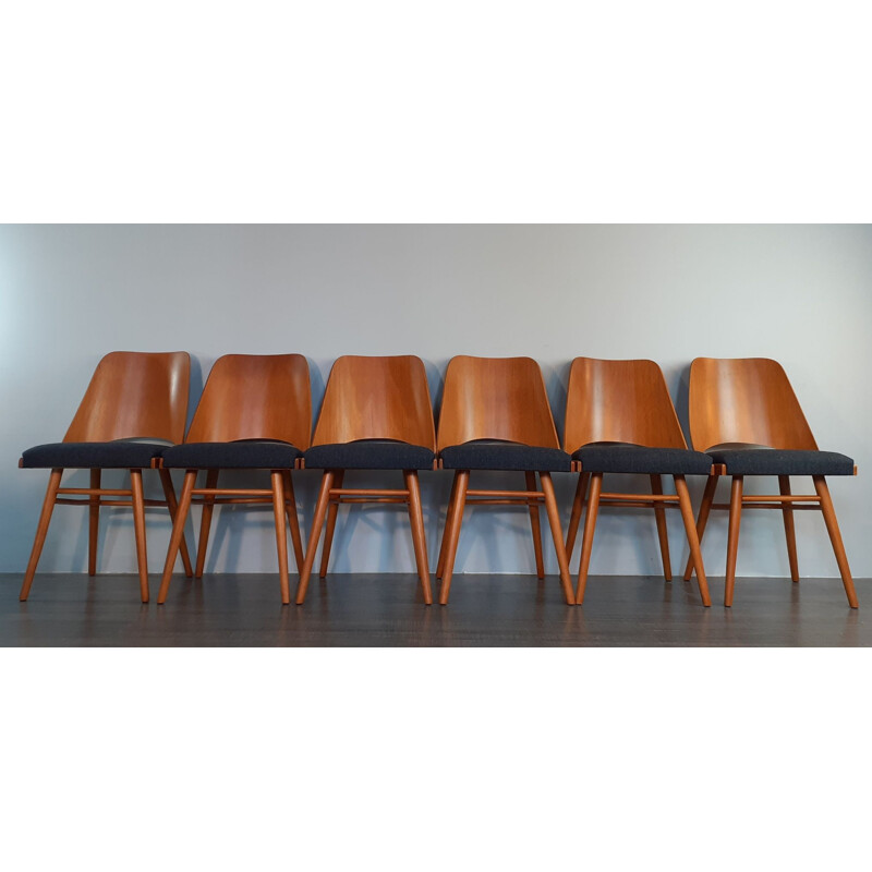 Set 6 Vintage Chairs Model 514 design Radomir Hofman, Czech 1963