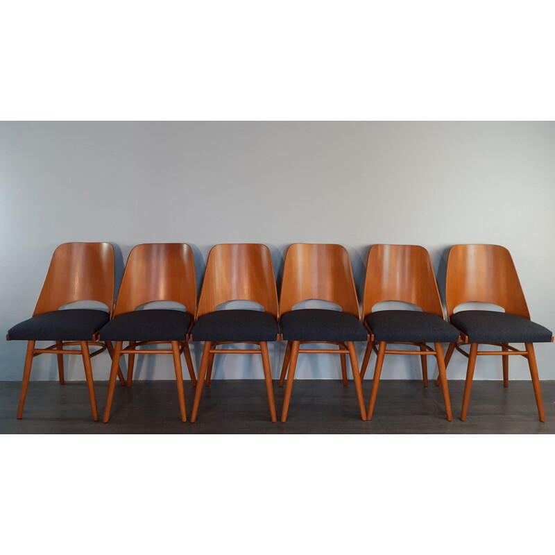 Set 6 Vintage Chairs Model 514 design Radomir Hofman, Czech 1963