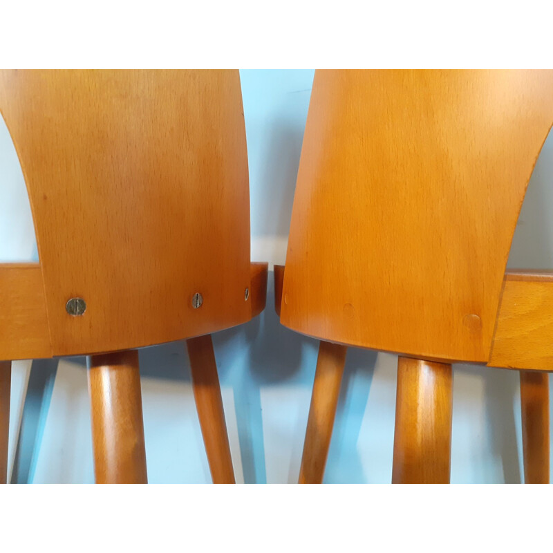 Set of 8 vintage chairs Oswald Haerdtl tone515 in Beech, Czech 1964